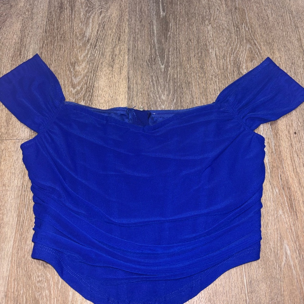 SHEIN Blue Asymmetrical Ruched Sleeveless Blouse